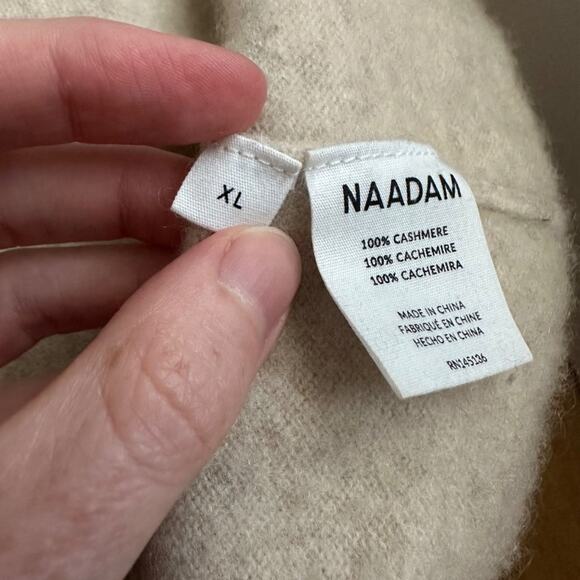 NAADAM - 100% Cashmere Crew Neck Oversized Sweater in Cream - Picture 5 of 6